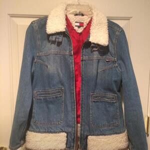 Tommy Jeans Women's Denim Jacket with Sherpa Lining, Size XL